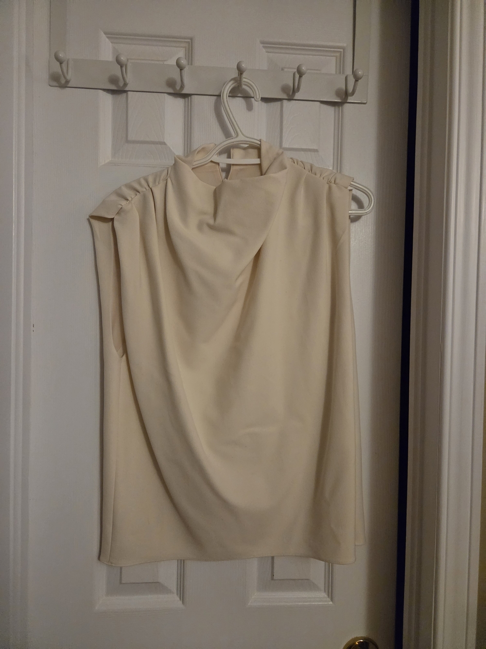 Zara One-Shoulder Cream Draped Dress